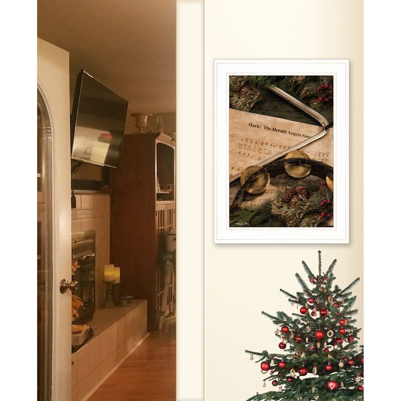 TrendyDecor4U Farmhouse "The Angels Sing" Framed Print Wall Art by